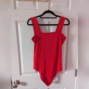 Mango Pop Red Sleeveless Square Neck Bodysuit XL